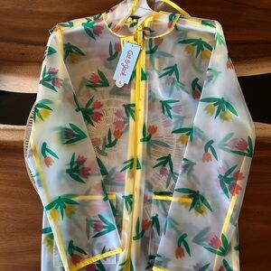 Cat & Jack Floral Transparent Raincoat with Yellow Trim